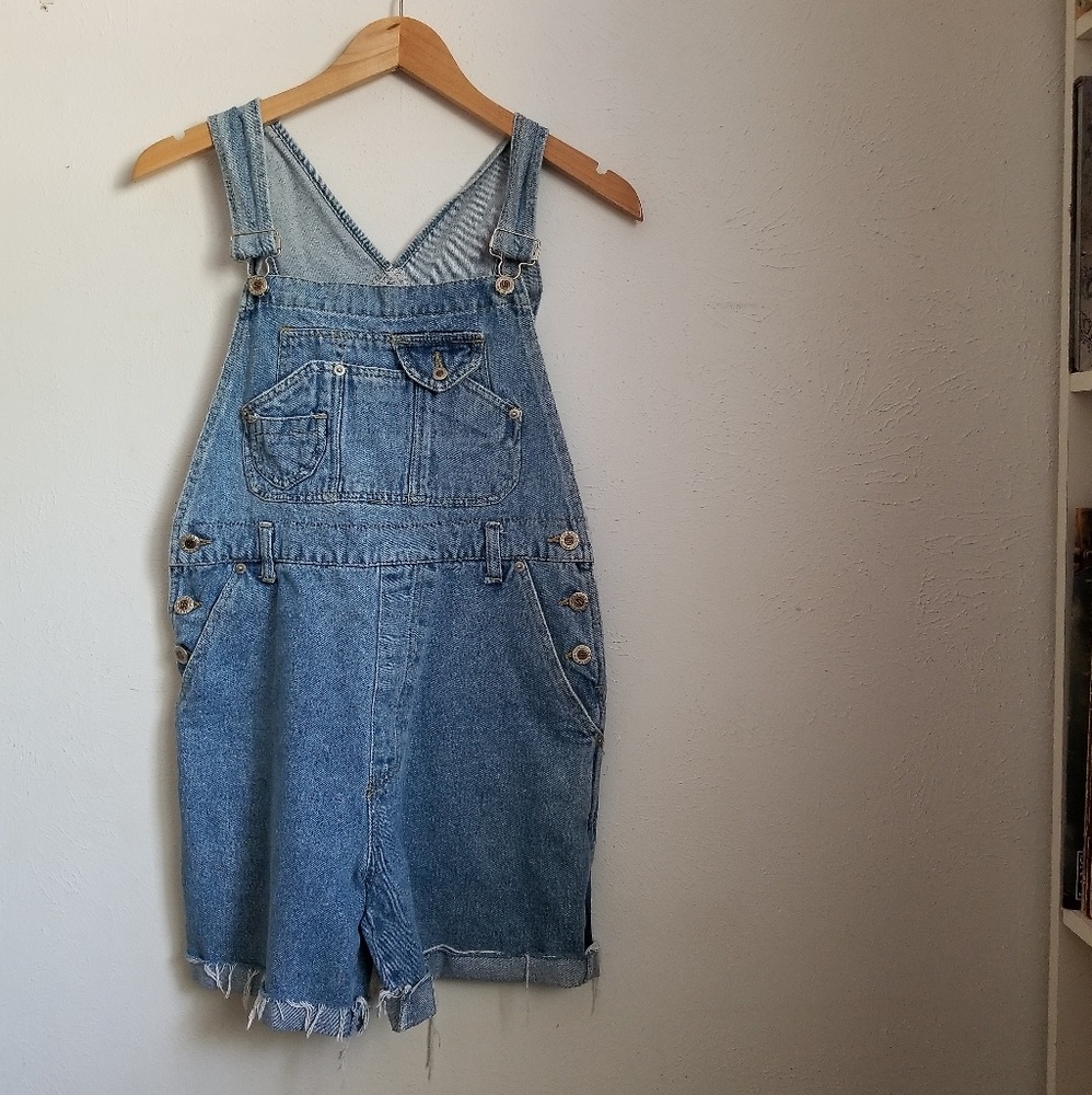 Vintage | Light Wash Denim Overall Shorts